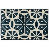 Loomaknoti Terrace Tropic Vensley 4' x 6' Geometric Indoor/Outdoor Area Rug , Blue/White