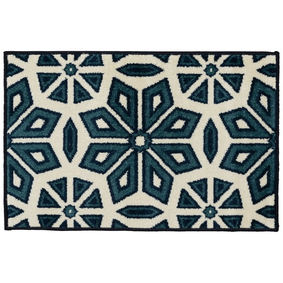Loomaknoti Terrace Tropic Vensley 4' x 6' Geometric Indoor/Outdoor Area Rug , Blue/White
