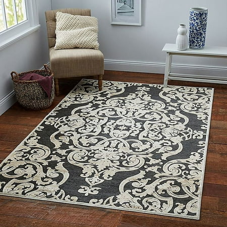 UPC: 0683726851264 | Safavieh Paradise Collection Venetian Damask 5-Foot 3-Inch x 7-Foot 6-Inch Rug in Stone Anthracite