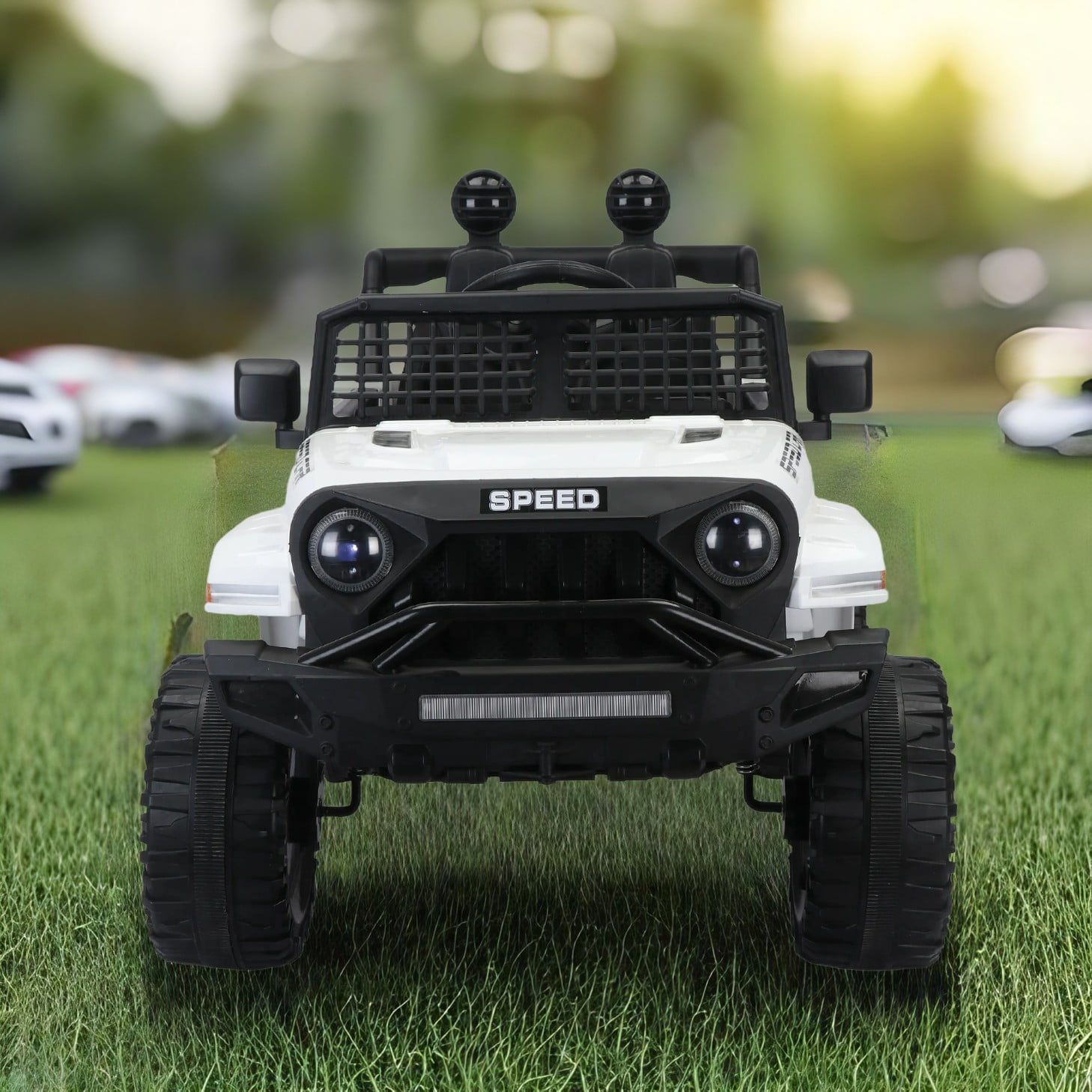 Resenkos 12v Battery-Powered Toy Truck for Kid, Kids Ride On Truck Electric Vehicle with Parents Remote Control, Three Speed Adjustable, White