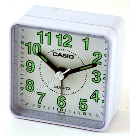 Casio TQ140-7D White Dial Easy Reader Table Top Travel Alarm Clock