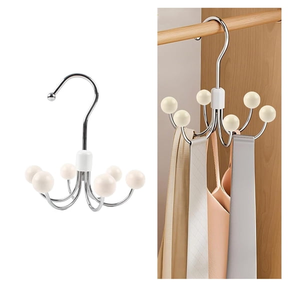 360° Rotating Belt Hanger Rack – Space Saving Closet Organizer for Belts, Ties, Scarves & Accessories, Heavy-Duty Metal Hook Storage