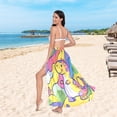 thumbnail image 6 of FORMRS Womens Long Sarong Beach Wrap Semi-Sheer Bikini Skirt Bathing Swimsuit Cover Up, Vibrant Dinosaur, 6 of 7