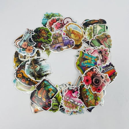 Xwpha 50 Pcs Stickers, Waterproof Stickers for Scrapbook, Flower Stickers