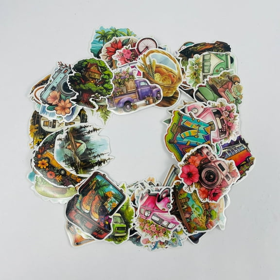 Xwpha 50 Pcs Stickers, Waterproof Stickers for Scrapbook, Flower Stickers