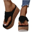 thumbnail image 4 of HAOTAGS Wedge Sandals for Women Slide Sandals Clip Toe Casual Beach Shoes Black Size 7, 4 of 5