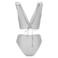 thumbnail image 6 of MGDXOX Womens High Waisted Bikini Sets Tummy Control V Neck Swimsuits Two Piece Full Coverage Cute Ruffle Bathing Suit White L, 6 of 7