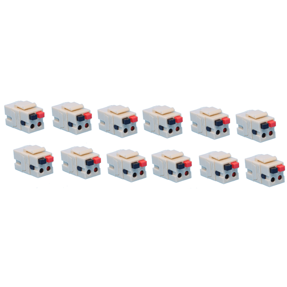 RiteAV Speaker Spring Clip Keystone Jack for Wall Plates - Female to Female - Ivory- 12 Pack