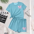 thumbnail image 4 of Gamivast Girls Summer Shorts Set Short Sleeve T Shirt and Elastic Bottoms with Bow Knot Print 2 Piece Outfits Casual Playwear Soft Clothes, 4 of 6