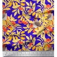 thumbnail image 1 of Soimoi Blue Cotton Duck Fabric Leaves,Berries & Bird Print Sewing Fabric BTY 56 Inch Wide, 1 of 1