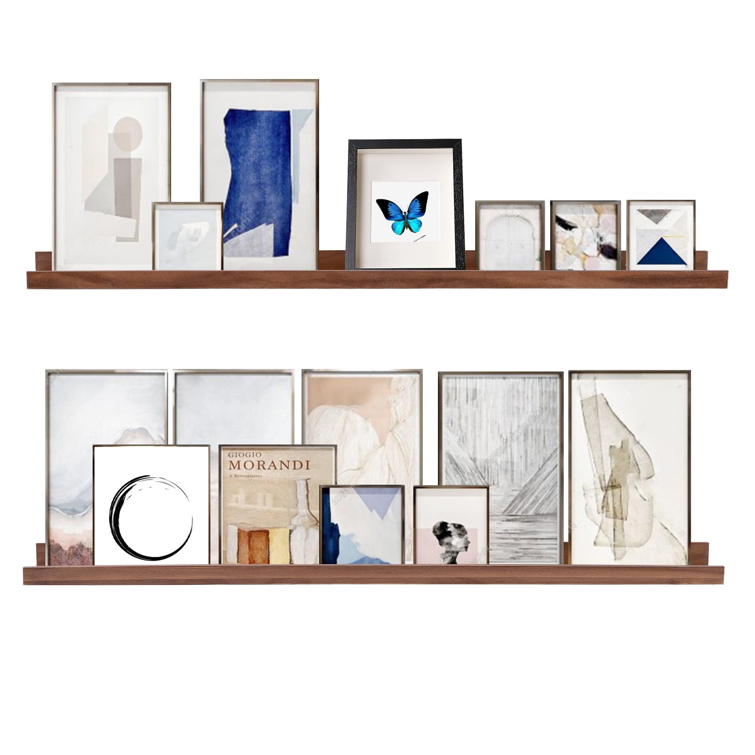 48 Inch Floating Wall Ledge Bookshelf Light Walnut Kids Book Toys