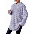 thumbnail image 1 of Women'S Solid Color Long Sleeve Hooded Jacquard Sweatshirt Jacket Slim Fit Drawstring Plush Sweatshirt Purple L, 1 of 8