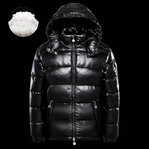 Miqool Men's Thermal Shiny Hooded Puffer Jacket Winter Coats Water-Resistant Down Coats Insulated Padded Puffy Coat