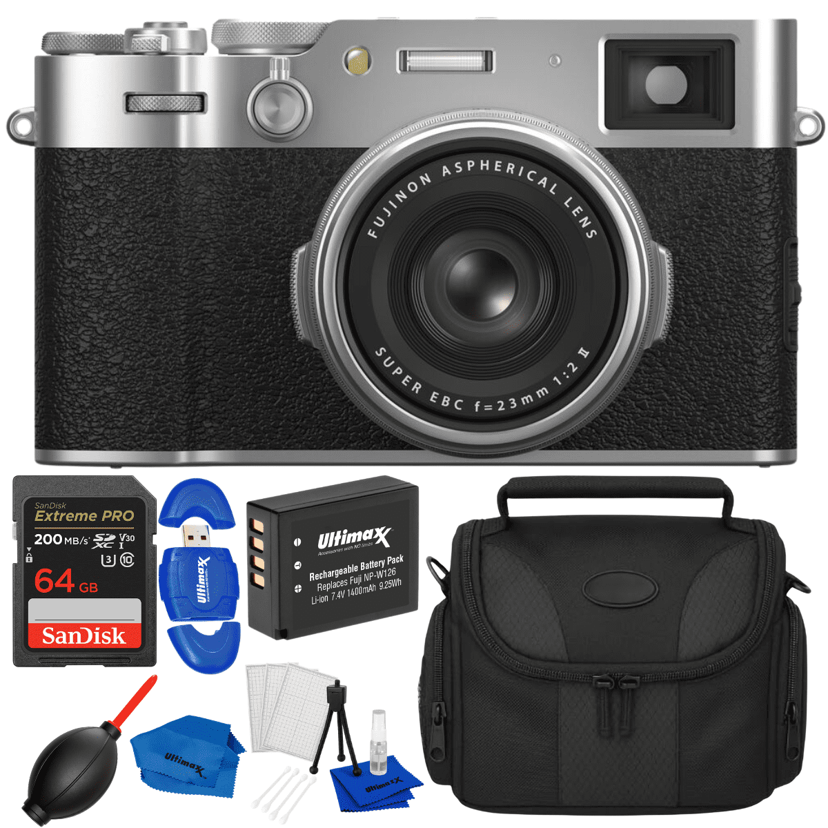 FUJIFILM X100VI Digital Camera (Black) 128GB Memory Card PKG