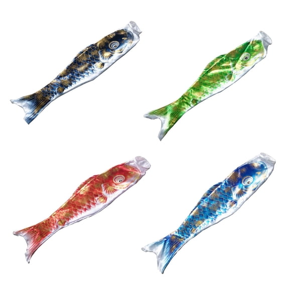 4Pcs Colorful Carp Windsock Flag Japanese Windsock Carp Flag Japanese Carp Windsock Streamer for Restaurant Izakaya Room 70cm