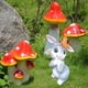thumbnail image 4 of Bonita estatua de jardín con luz de mariposa, escultura de conejito de resina, animal impermeable gris, 4 of 9