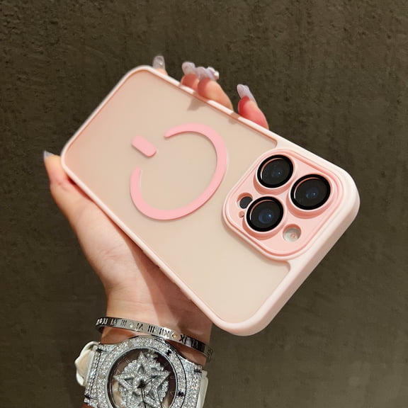 TECH CIRCLE for iPhone 16 Magnetic Frosted Case Compatible with MagSafe,Full Camera Lens Protection, Translucent Matte Back Slim Minimalist Anti-Slip Drop Protection Shockproof,Pink