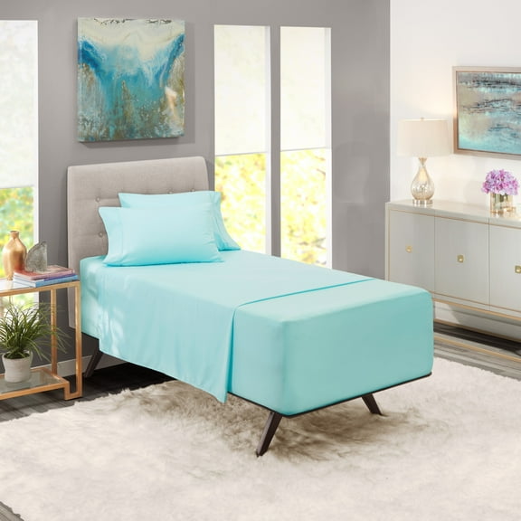 Nestl Extra Deep Pocket Twin Sheets - 4 Piece Soft Microfiber Bed Sheets Set Fits 18"-24" Mattresses, Light Blue