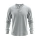 thumbnail image 2 of pstuiky camisa de manga larga para hombre, Top informal holgado de color liso con medio botón, mangas largas y cuello redondo para hombre top de hombre xl, 2 of 6