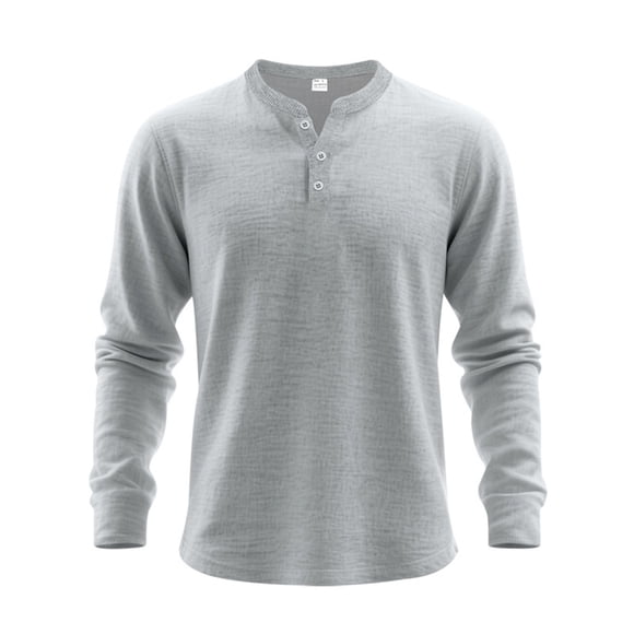Wdfiry Hauts pour Hommes Couleur Unie Ample Grande Taille Henley T-Shirt Confortable Automne Bouton Col Ras du Cou Manches Longues sous-Maillots