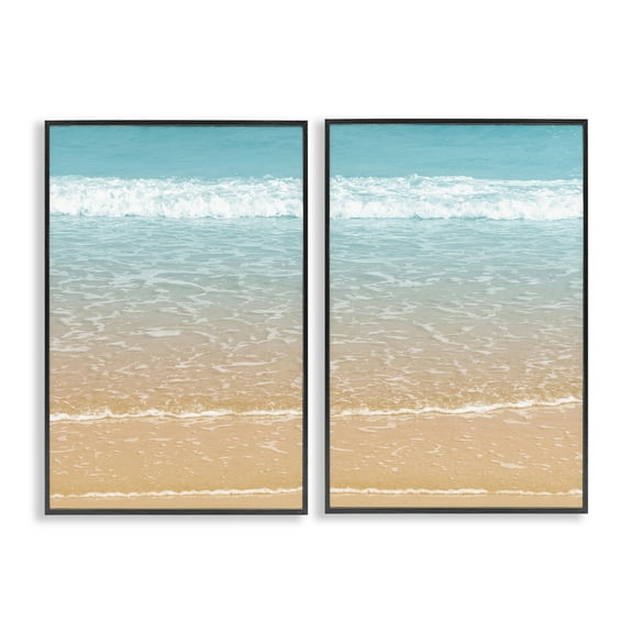 Stupell Industries Vivid Calming Beach Views Nautical & Beach Photography Black Framed Art Print Wall Art, 12 x 18, Set of 2