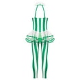thumbnail image 4 of INHZOY Kids Girls Christmas Performance Outfits Candy Cane Striped Jumpsuit Unitard Green-C 8, 4 of 9