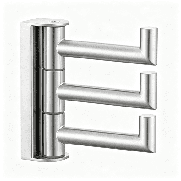 ZHZFKQ Swivel Towel Hook 3 Arms, Robe Coat Wall Hook, Brushed Nickel | Solid Sus304 Stainless Steel, Hand Towel Holder for Bathroom Shower Kitchen, Fold Flush to the Wall, Screws Mounted