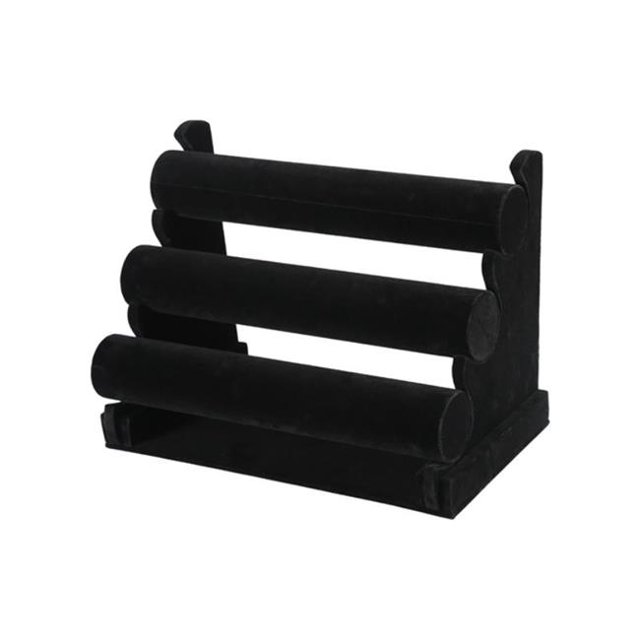 Fresh Fab Finds FFF-GPCT2145 3-Tier Velvet Jewelry Stand Removable Bracelet Holder Watch Jewelry Bangle Display Rack, Black - Unisex