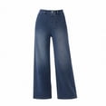 thumbnail image 4 of Sentmoon Jeans pour Femmes Taille Mi-Haute Coupe Ajustée Jeans à Jambe Grand Mode Décontractée Tendance Style Moderne Confortable Pantalon en Denim Classique Élégant Tenue de Tous les Jours pour la Mode de Rue, 4 of 7