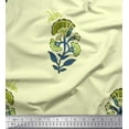 thumbnail image 1 of Soimoi Yellow Polyester Crepe Fabric Insect,Leaves & Floral Block Print Fabric by The Yard 42 Inch Wide, 1 of 1