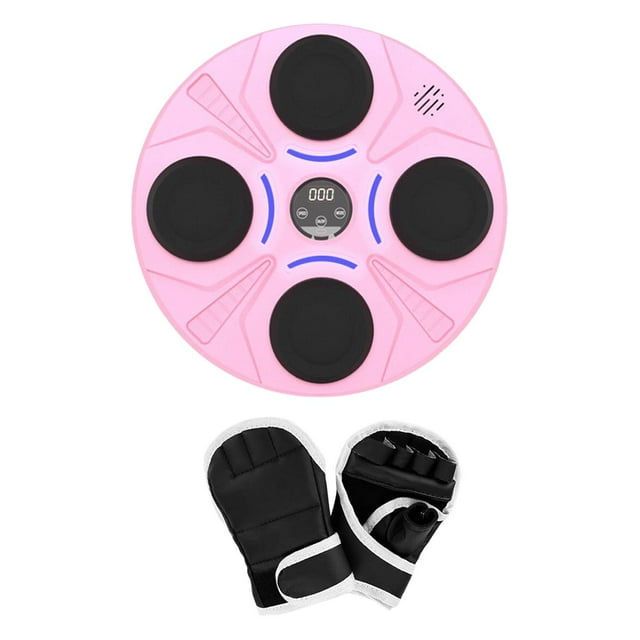 DYNWAVECA Electronic Boxing Machine Music Boxing Target with Light Speed Adjustable with Boxing Gloves for Taekwondo Martial Arts Sanda Pink