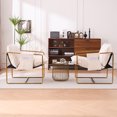 thumbnail image 5 of Set of 2 Upholstered Armchairs with Arm Pockets - Gold-Tone Frame Lounge Chairs for Living Room/Bedroom, Velvet Fabric & 350lb Capacity, 5 of 20