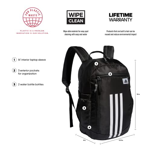 adidas League Three Stripe Backpack Black White One Size Walmart