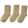 thumbnail image 1 of Jefferies Socks Big Boys Rib 3 Pair Pack crew Socks, Khaki, Large, 1 of 4