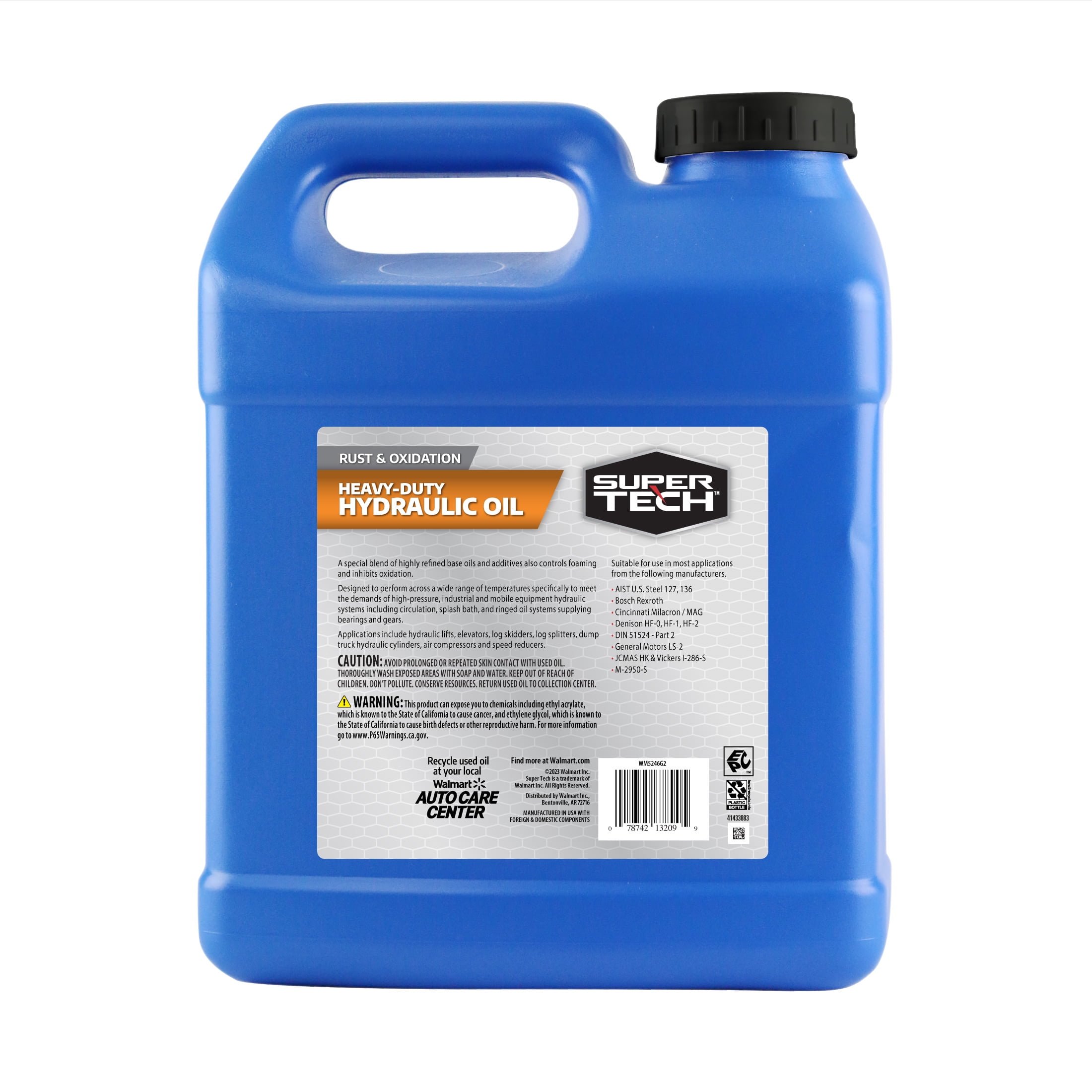 Super Tech Heavy Duty Rust and Oxidation Anti Wear Hydraulic Oil, 2 Gallons