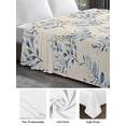 thumbnail image 5 of Queen Size Flat Sheet Only, Rustic Blue Leaves Soft Brushed Microfiber Bed Sheets, Farmhouse Botanical Beige Hotel Quality Breathable Bedding Top Sheet, Easy Care, 90"x102", 5 of 9