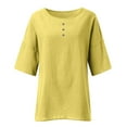 thumbnail image 4 of Lzobxe Tops for Women Trendy Summer Solid Color Cotton Linen Short-Sleeved Round Neck Loose Casual Tops,Sizes S-5XL, 4 of 6