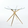 thumbnail image 3 of Youmumeub 35-Inch Round Dining Table for Small Spaces, Glass Kitchen Table with Metal Legs for 4, Space-Saving Apartment Design, 3 of 8