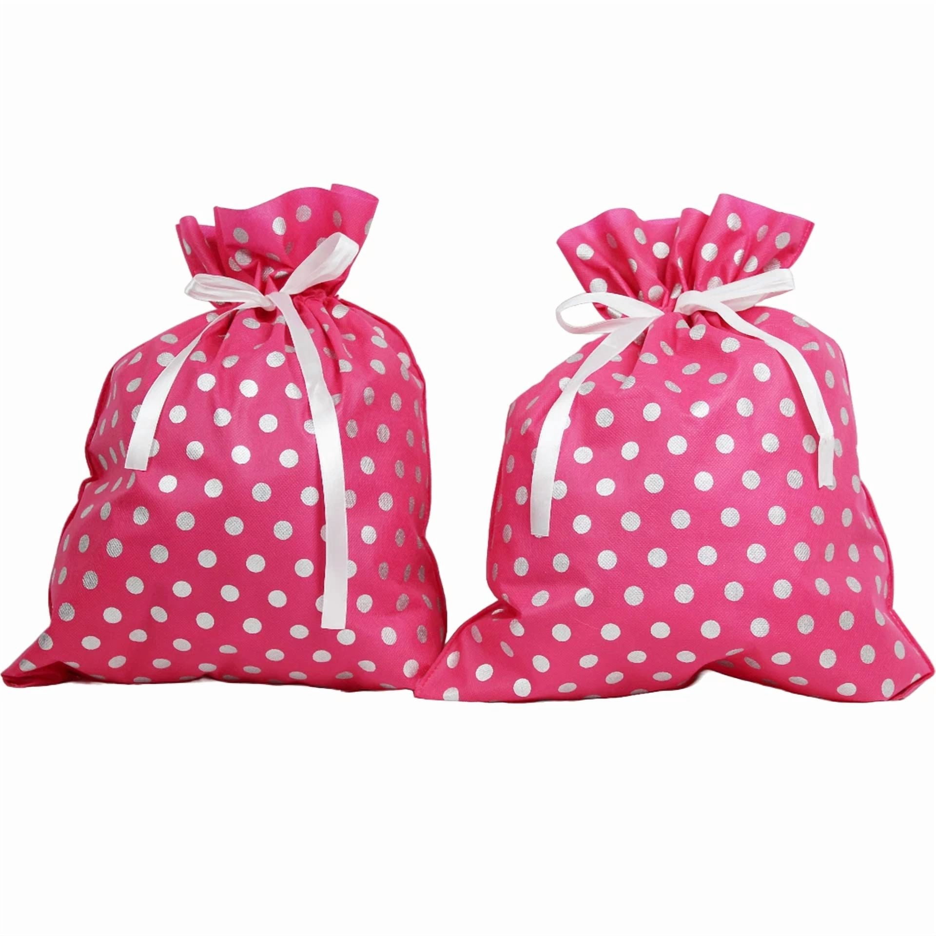 BUTTERFLY- Pink Polka Dot Gift Bag Set: 4 Assorted Sizes