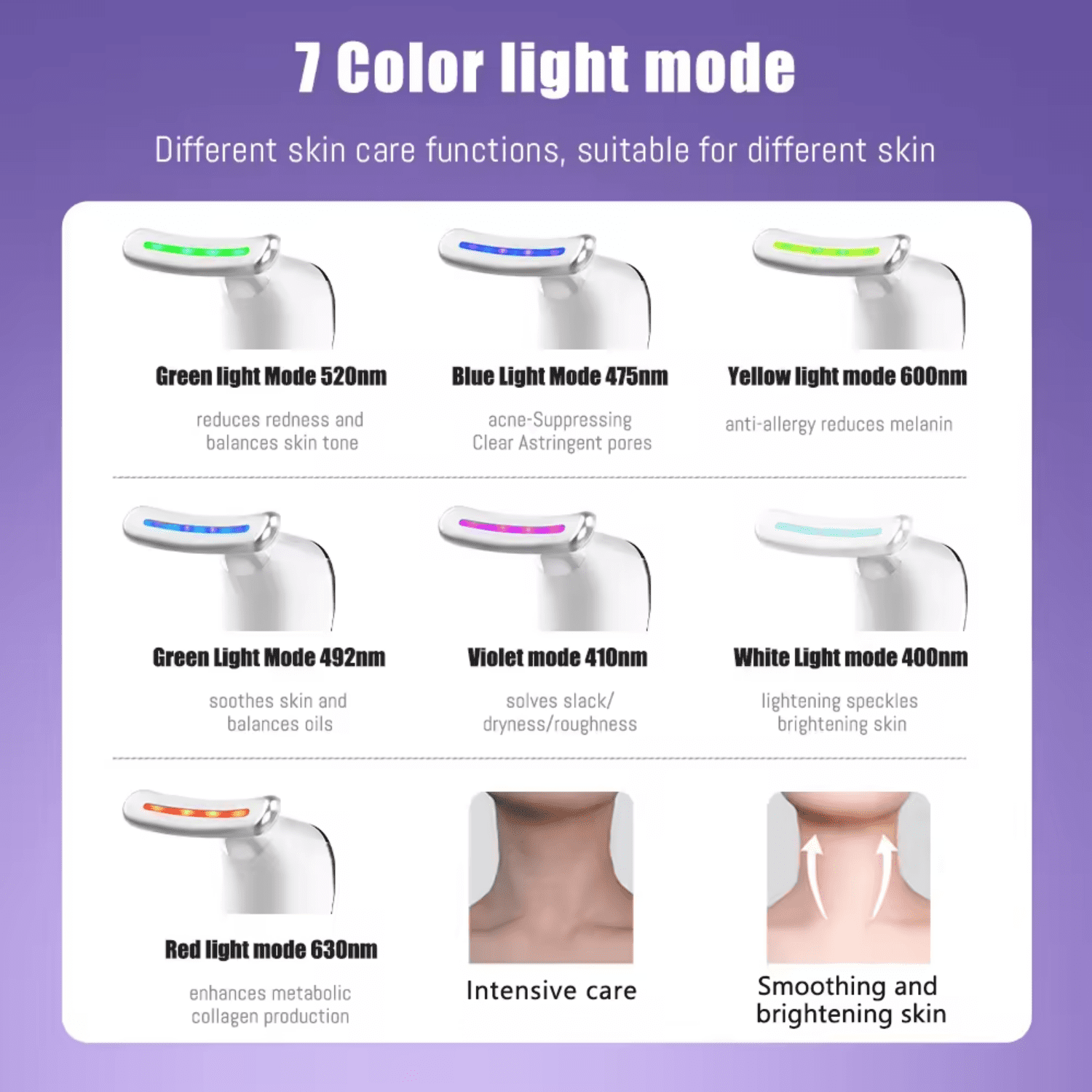 INSMART Red Light Therapy for Face, Red Light Therapy Wand, 7 Color Led Face Neck Massager for Skin Care,Neck Beauty Device Anti Wrinkle Skin Care Tools(Upgrade)