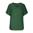 thumbnail image 6 of RYRJJ Womens Summer T Shirts Short Sleeve V Neck Basic Tops with Side Shirring Ruched Loose Fit Blouse Shirts(Green,S), 6 of 8