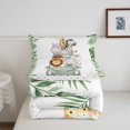 thumbnail image 5 of Manfei Cute Cartoon Animal Queen Comforter Set, Woodland Tropical Leaf Comforter Sets Queen, White Green, Polkadot Reversible, 3 Pieces, 1 Comforter and 2 Pillowcases, 5 of 7