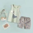 thumbnail image 4 of Kids Toddler Boys Shorts Set Casual Sleeveless Cartoon Print Suit Tank Top Vest Elastic Waist Shorts Set Casual Two Piece Clothes Set Summer Outfits,Size 5 Years 6 Years, 4 of 6