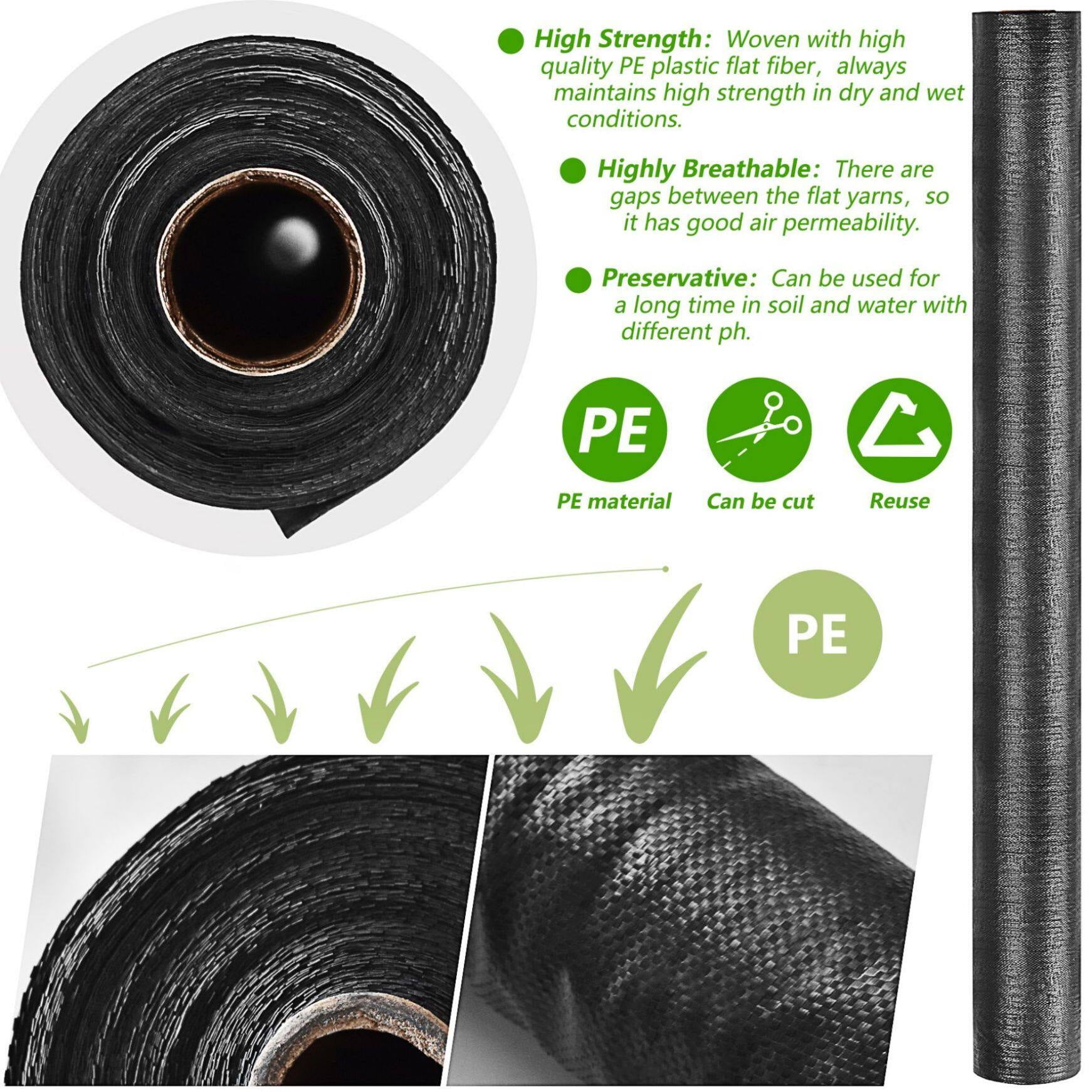 Garden Weed Barrier, Heavy-duty Landscape Fabric Ground Cover Durable Polyethylene Cloth Premium Weeds Control Mat for Gardening, Soil Erosion Control, and Other Outdoor Projects, 6FT x 200FT