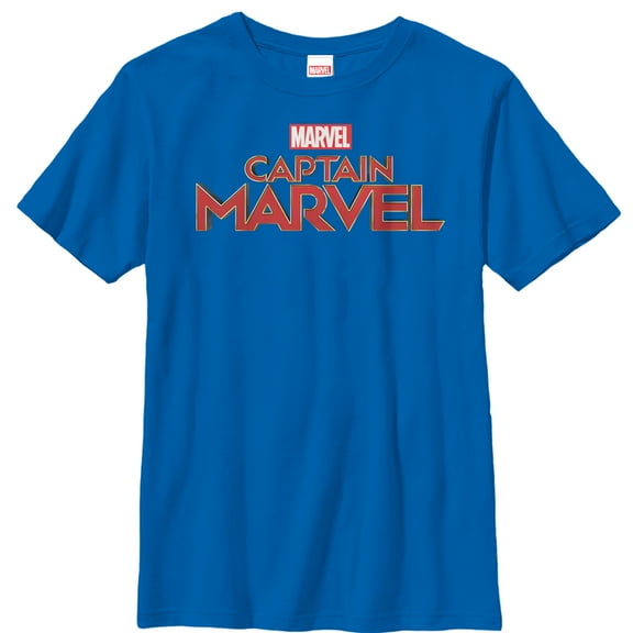 Boy's Marvel Captain Marvel Classic Logo  Graphic Tee Royal Blue X Large