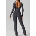 thumbnail image 3 of Womens Sexy Open Back Long Sleeve Flared Bottom Pants Romper Bodycon Jumpsuit, 3 of 6
