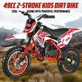 thumbnail image 3 of Fompes Gas Dirt Bike, 49CC 2-Stroke Gas Powered Mini Bike, Off Road Mini Motorcycle with Off-Road Tires, Shock Absorption Springs, Soft Seat Cushion, Max Speed 30KM/H (Red), 3 of 17