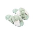 thumbnail image 1 of Chaussons en Peluche pour Femmes Bande Croisée Mousse à Mémoire de Forme Chaussons Ouverts Antidérapants, 1 of 4