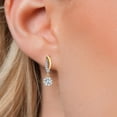 thumbnail image 3 of Gem Stone King 0.85 Cttw 925 Silver and 10K Yellow Gold White Lab Grown Diamond Dangle Earrings for Women | Gemstone April Birthstone | Round 4.5MM, 3 of 6