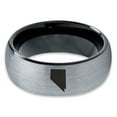 thumbnail image 2 of Tungsten Nevada The Silver State Band Ring 8mm Men Women Comfort Fit Black Dome Brushed Gray Polished, 2 of 4